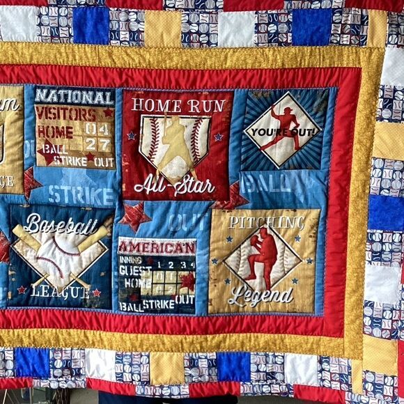 NWT. Hand Crafted Baseball for All Ages Lap Quilt - Picture 7 of 14